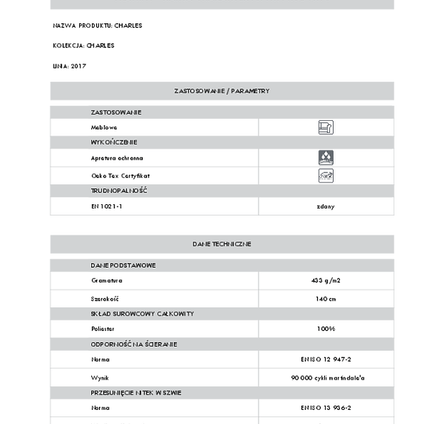 charles - karta techniczna